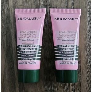 2X Mudmasky Pearl Polish Superglow Pink Clay Mask 15ml/0.5floz Travel Size NEW